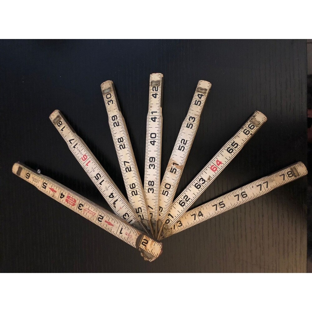 Vintage Extension Tape Measure Lufkin Wood  Wooden 78” Folding Measuring Stick